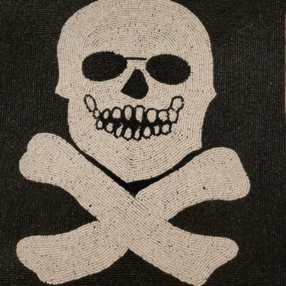 Handmade Other - Black and White Hand Beaded Skull Mat